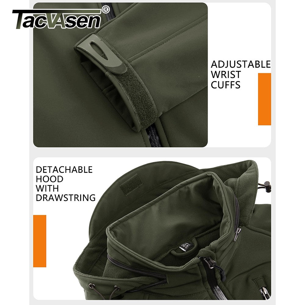 TACVASEN Fleece Lined Waterproof Jackets Mens Jacket Coats Outdoor Safari Windbreaker Winter Warm Work Jacket Outwear Windproof