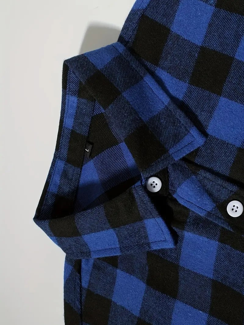 Spring and Autumn Fashion Cotton Long Sleeve Men's Shirt New Brushed Red Plaid Business Leisure Fit Flannel No iron