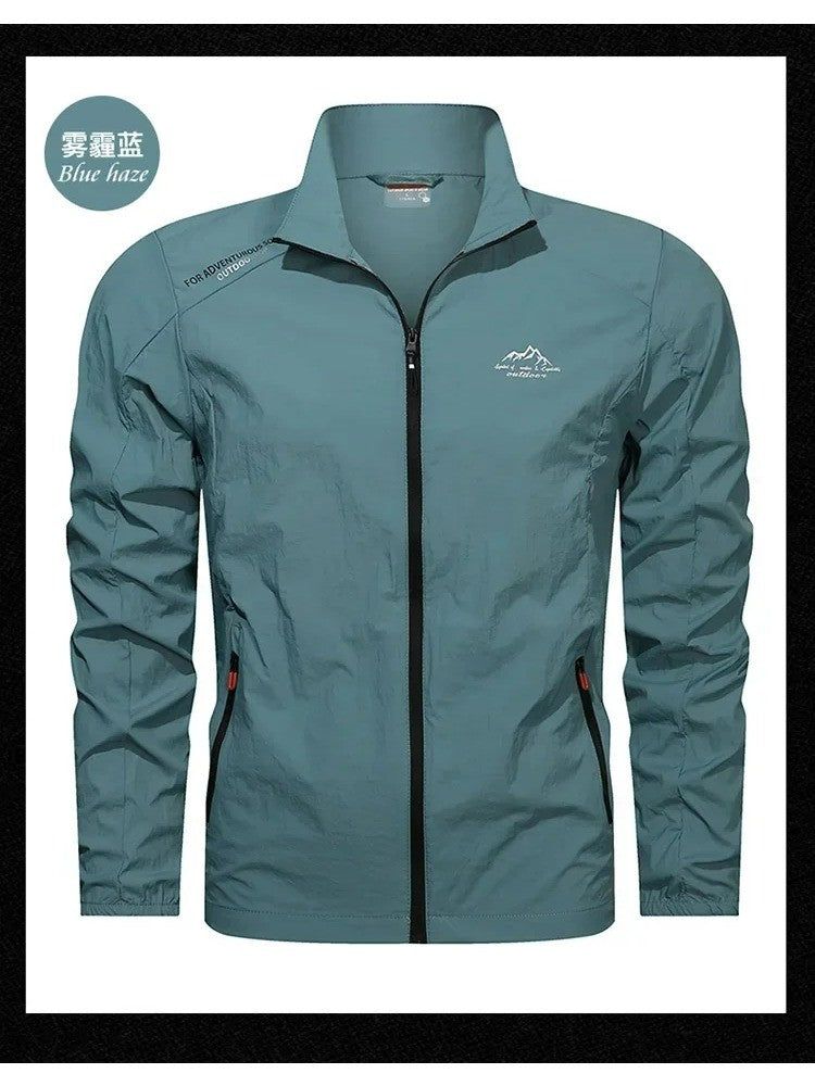 Men Summer Windbreaker Zip Pockets UV Sun Protection Jackets Breathable Ultra-light Working Clothes Outdoor Skin Thin Coats Camp