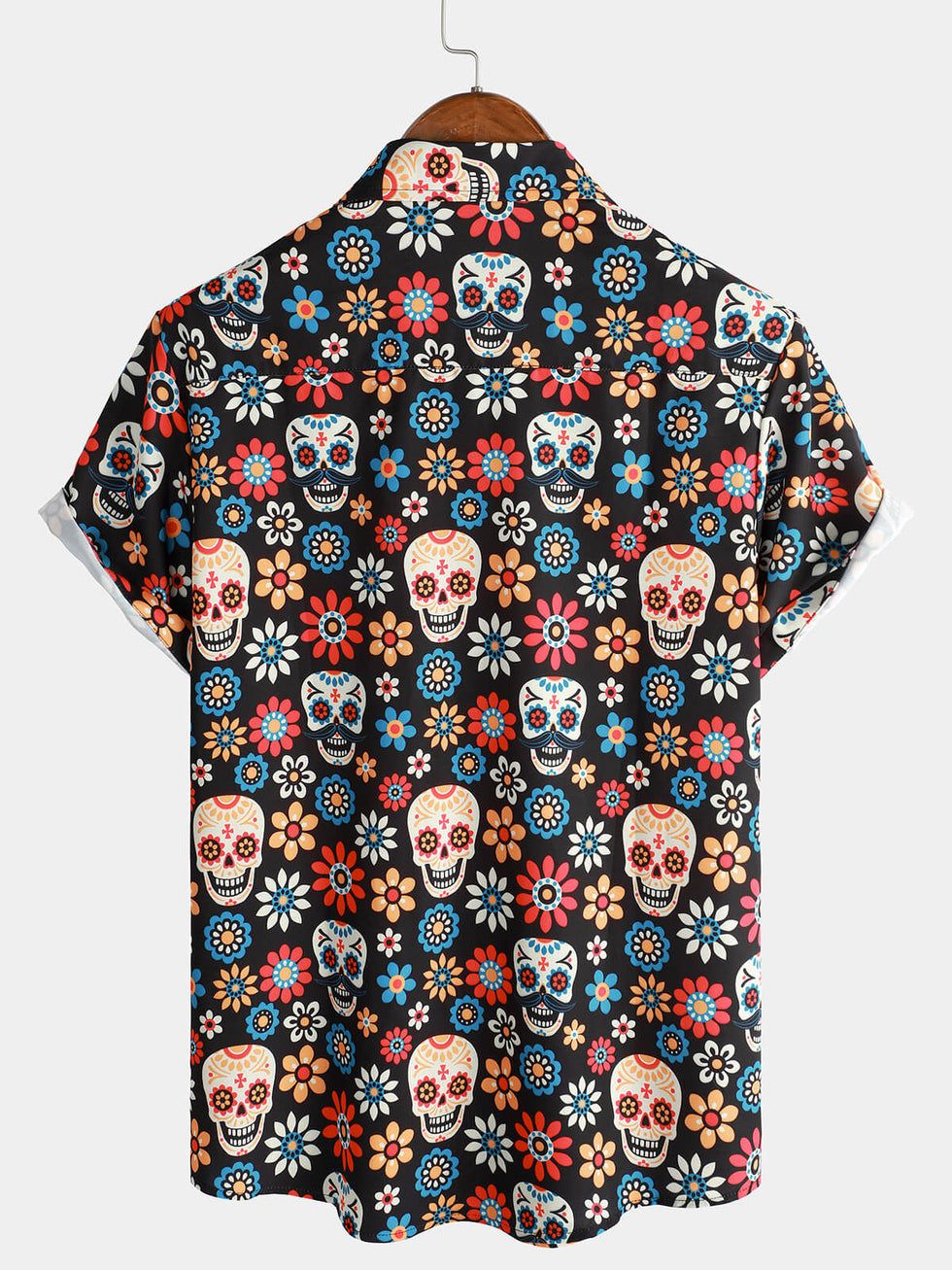 Men's Floral Skull Smiley Shirt Tropical Fashion Hawaiian Street Casual Short Sleeve Shirt Lapel Fashion Outdoor