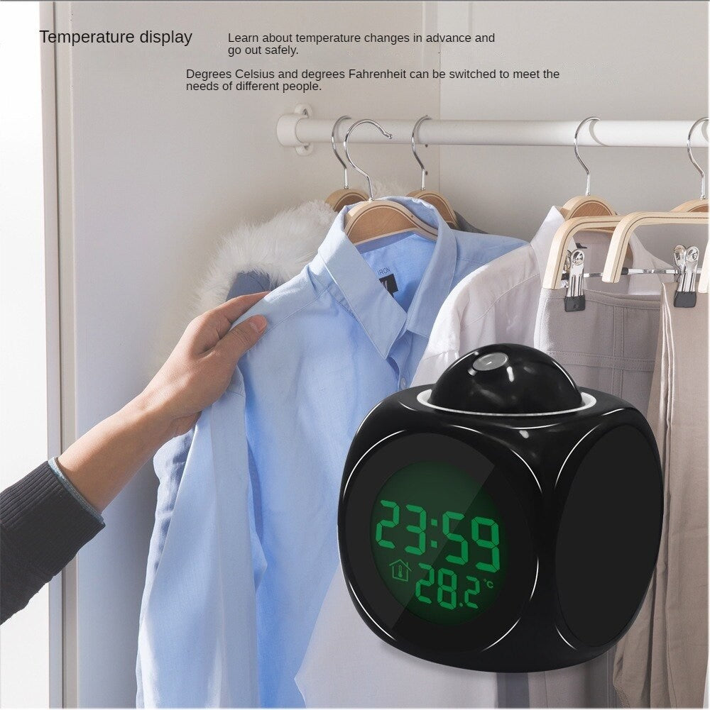 1PCProjection Alarm Clock Ceiling Display Snooze Desk Table Clock Voice Multifunction Digital Projection Clock Temperature Displ