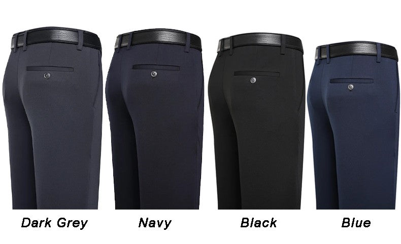 Spring Summer Men's Casual Pants Stretchy Suit Pants Formal Business Trousers Plus Size 46 48 Classic Navy Blue Trousers