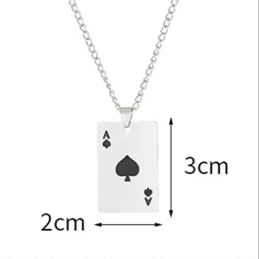 New Stainless Steel Poker Card Ace of Spades Pendant Chain Necklace For Women Men Playing Cards Jewelry Hip Hop Jewelry Gifts