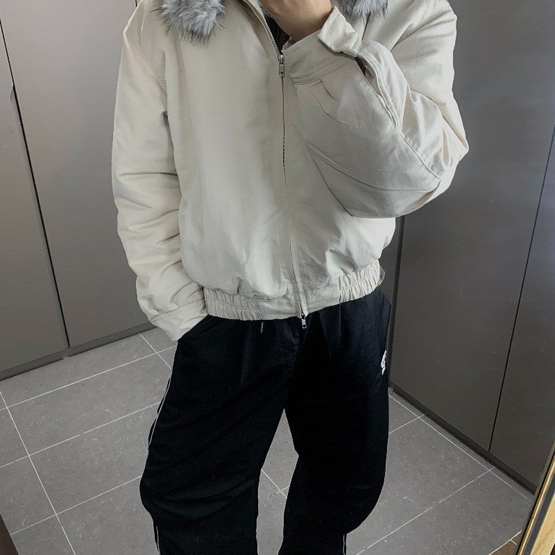 2025 Winter New Fashion Mountain Carving Imitation Wolf Fur Coat Men and Women Y2K Harajuku Hip-hop Pop Bomber Jacket Cleanfit