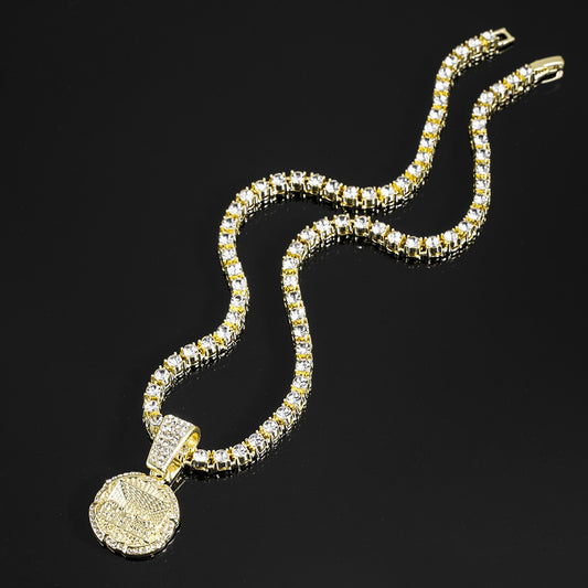 Delicate Shiny Last Supper Pendant Necklace Men's Jewelry Match Iced Out 4mm Tennis Chain Fashion Men Hip Hop Style Women Gift