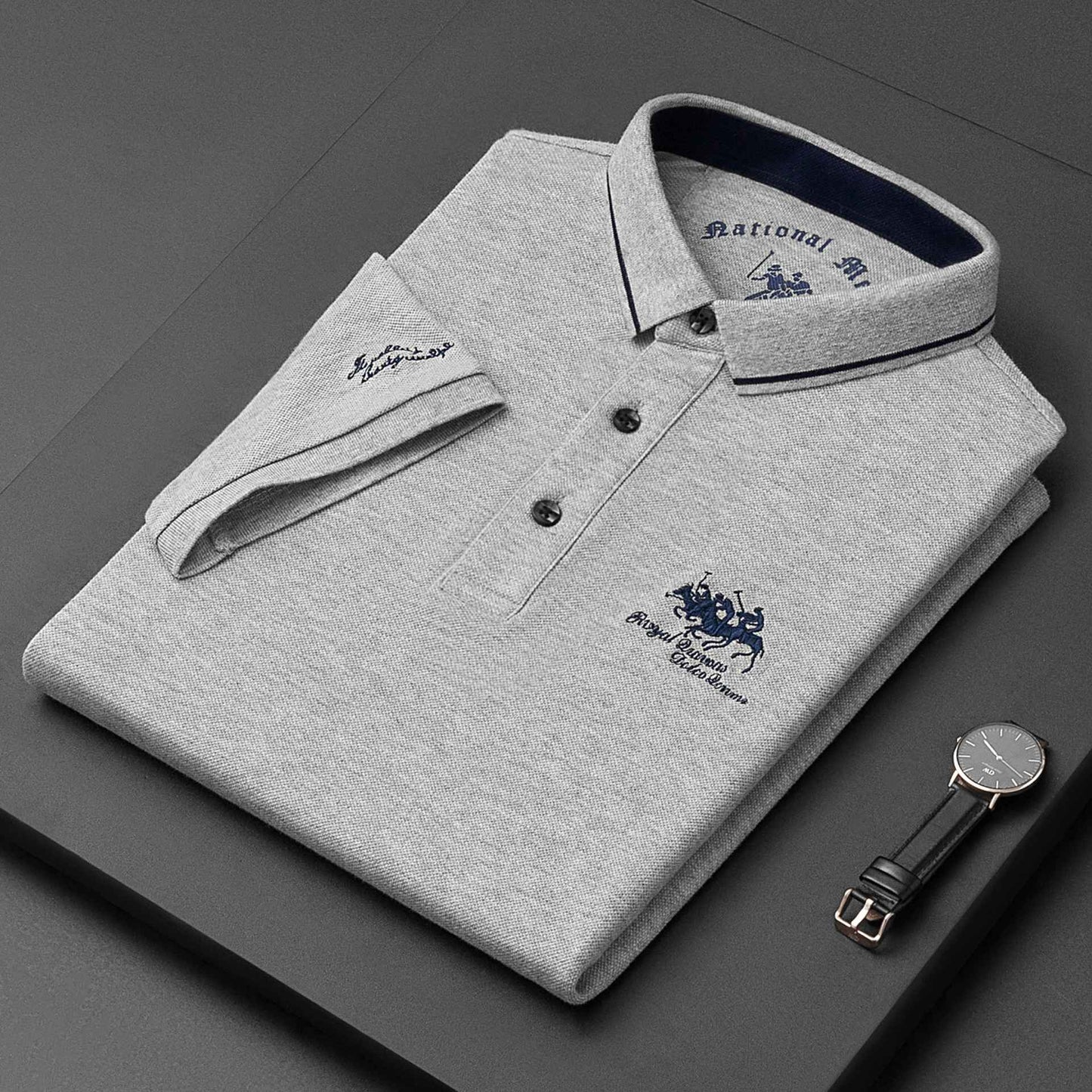 New Summer Embroidered Pure Cotton Men's Luxury Polo Shirt Top Casual Short Sleeved Fashionable Wrinkle Resistant Men's T-shirt