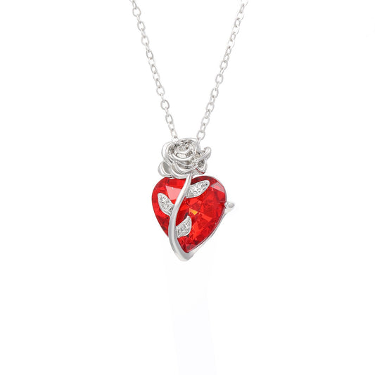 Gothic Rose Red Love Necklace Women's Y2K Jewelry Dainty Silver Color Tonebloody Human Heart Pendant Personalized Gifts