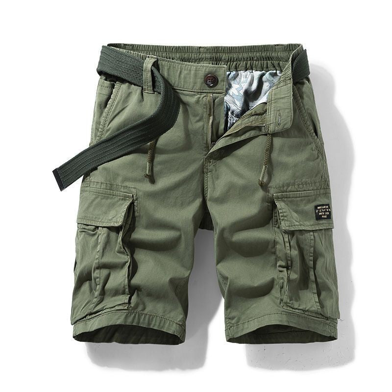 Men's Casual Loose Cotton Work orts American Retro Sle Five-Quarter Length Youth Faion Summer Apparel Straight Leg Fit