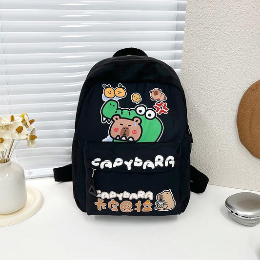 Creative Cute Capybara Backpack Large Capacity Cartoon Animal Lightweight Multi Functional Schoolbag Kids Boys Girls Rucksack