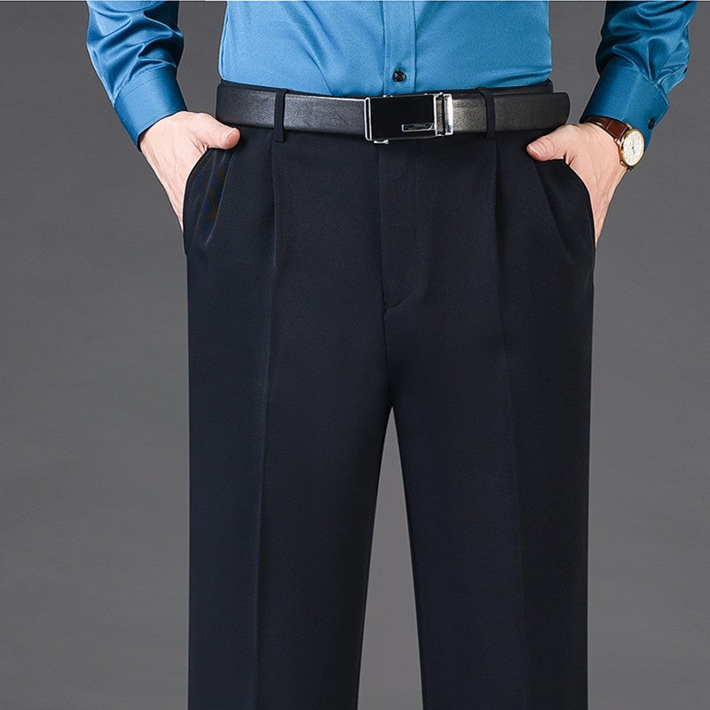High Waist Wool Cashmere Suit Pants Men Double Pleated Winter Autumn Dress Trousers for Male Formal Business Size 29-50 52 54 56
