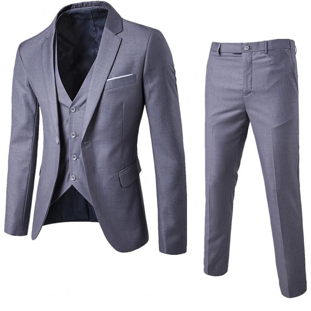 Korean Style Men Vest Pants Set Casual Business Buttons Cuff Vest Trousers Men Suit Wedding Groom Formal Suit