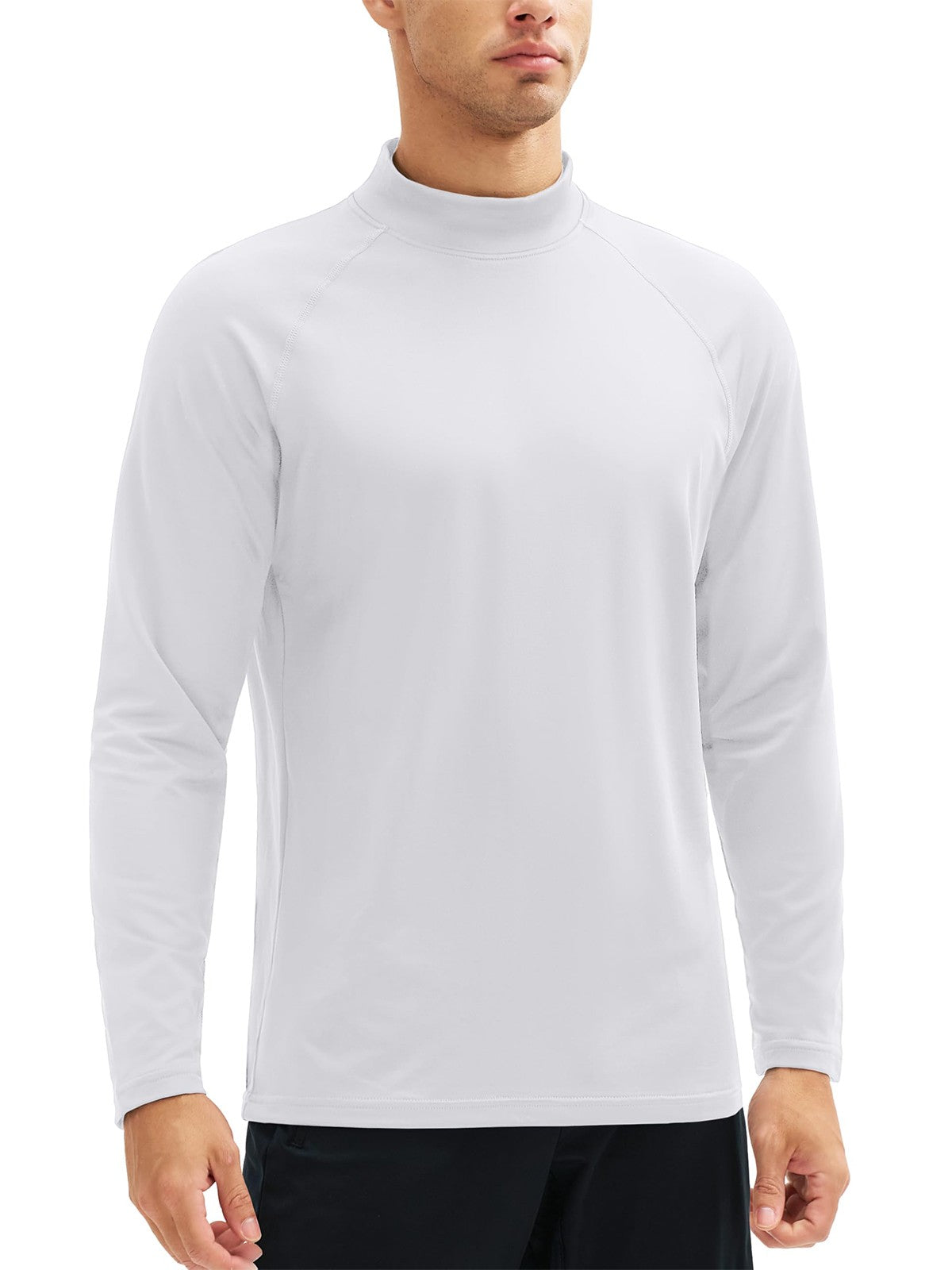 TACVASEN Mock Neck Thermal T-shirts Mens Micro-fleece Lined Long Sleeves Spring Athletic Workout Base Layer Pullover Tops Male
