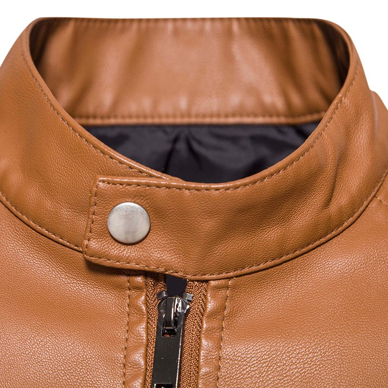 TRAF Leather Men's Youth Trend Autumn And Winter New Slim Korean Version Of Handsome Men's Autumn Coat Leather Jacket Men