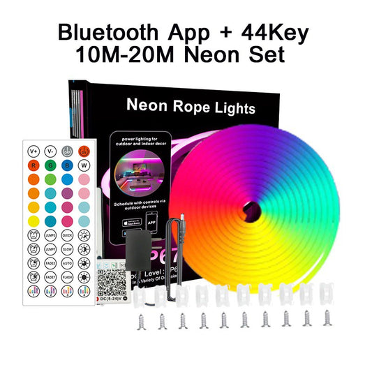 DC 24V RGB Neon Led Strip Light With Bluetooth 30 Meters Outdoor IP65 Waterproof Neon Rope Lights App Remote Control Band