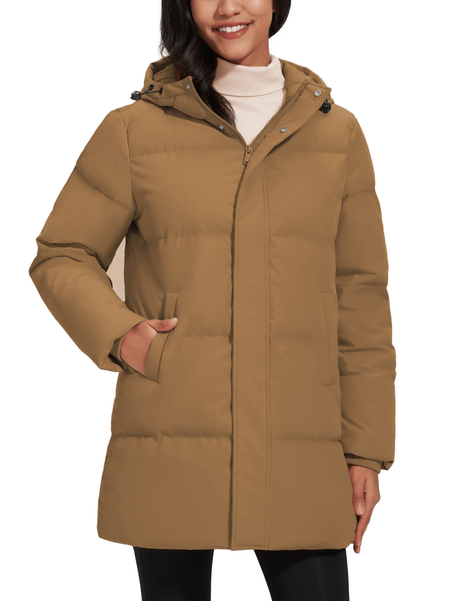 TACVASEN Winter Quilted Duck Feather Down Jackets Womens Padded Puffer Warm Hooded Long Coats Thermal Waterproof Thick Outerwear