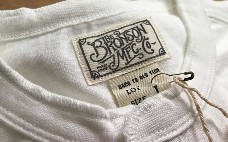 Bronson 350g Heavyweight L/S Henley Shirt Vintage Plain Base T-Shirt For Men