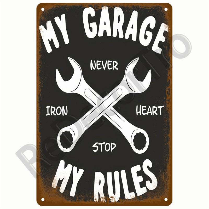 Retro Motor Oil Gas Tyre Racing Tin Sign Poster Iron Plates Metal Sign Garage Bar Pub Club Man Cave Home Decor Wall Decor Art