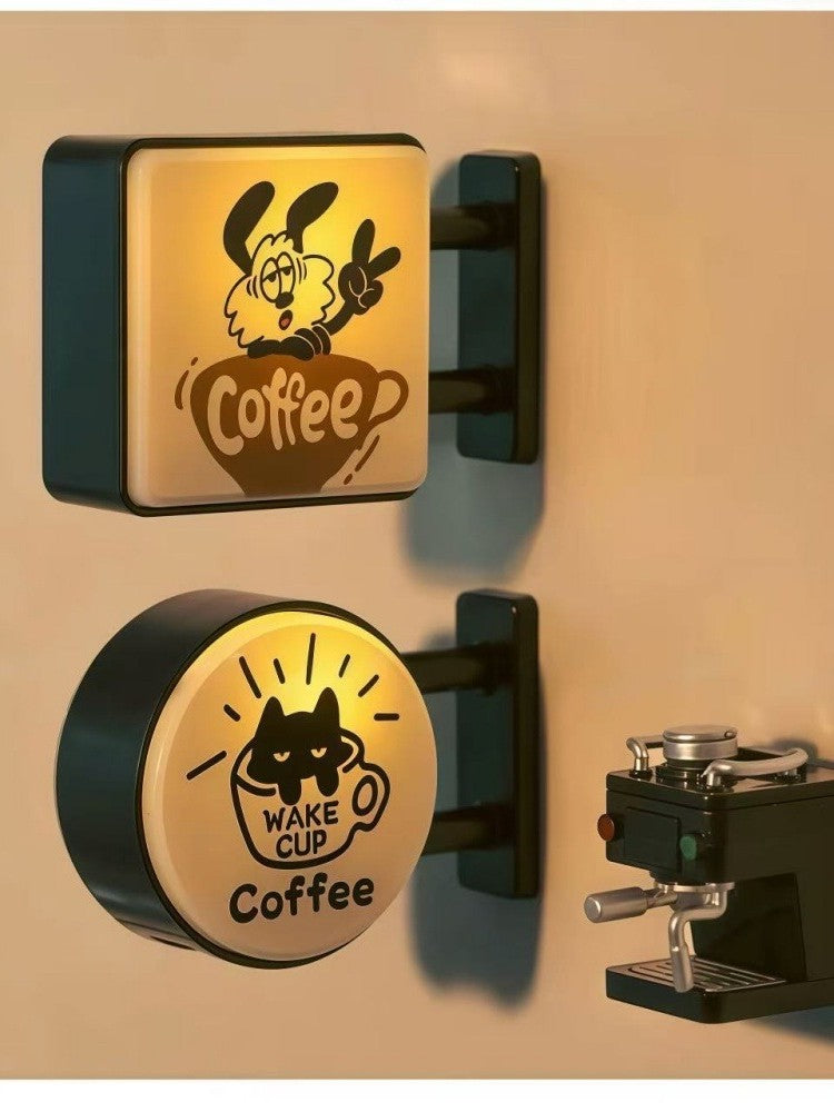 Retro Coffee Corner Creative Atmosphere Light Sign Fridge Magnet Magnetic Home Miniature Pegboard Coffee Shop Glowing Decoration