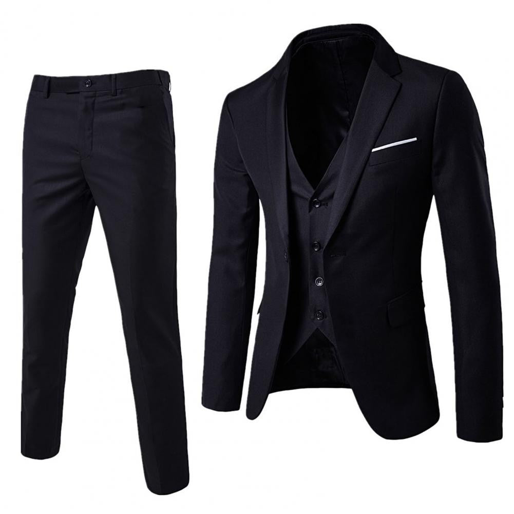 Korean Style Men Vest Pants Set Casual Business Buttons Cuff Vest Trousers Men Suit Wedding Groom Formal Suit