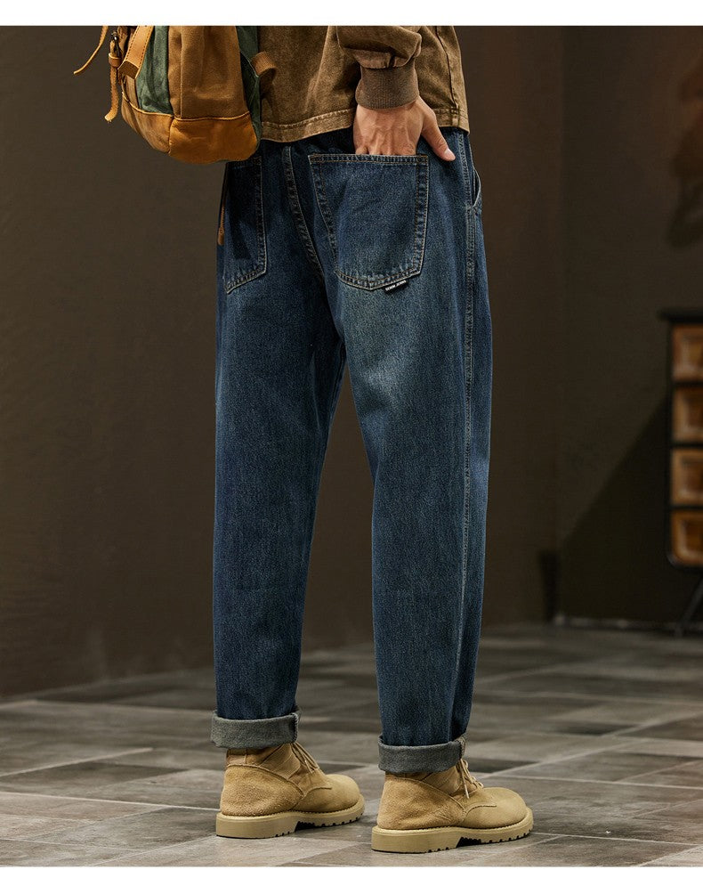 Men's 95% Cotton Jeans High Quality Loose Harem Pants Fashion Baggy Casual Outdoor Work Denim Pants Brand Men's Clothing