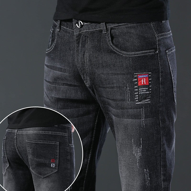 2024 Men's Fashion and Casual New Four Seasons Lightweight Long Pants Men's denim pants Straight leg pants Elastic jeans