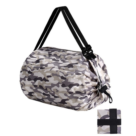Sacos de compras dobráveis Sacola de armazenamento dobrável com alça Bolsas portáteis de camuflagem para viagem Bolsa de nylon de grande capacidade