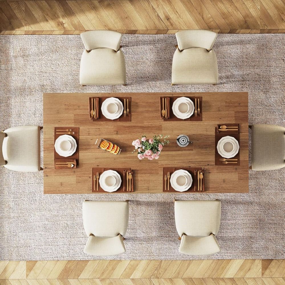 Rectangular Farmhouse Dining Table for 4-6 People, Spacious Tabletop for Kitchen and Dining Room