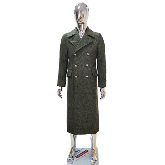 Nerazzurri Autumn Winter Long Luxury Elegant Chic Thick Warm Woolen Polo Coat for Men Double Breasted Wool & blends Overcoat