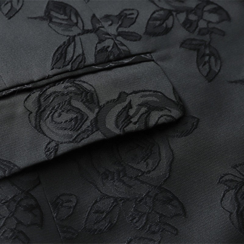 Summer and Autumn New Men Rose Suit Jacket Black White Fashion Male Business Wedding Party Dress Blazer Coat Large Size 6XL