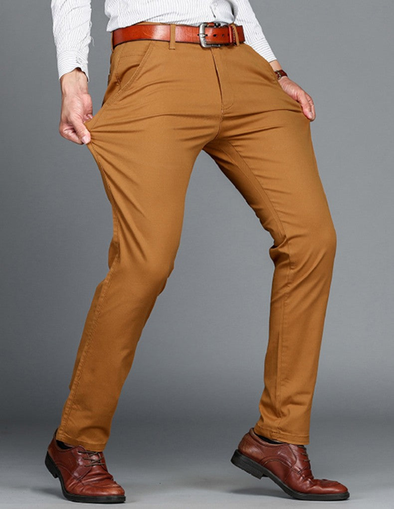 Mens Pants Cotton Casual Stretch male trousers man long Straight High Quality 4 color Plus size pant suit 42 44 46