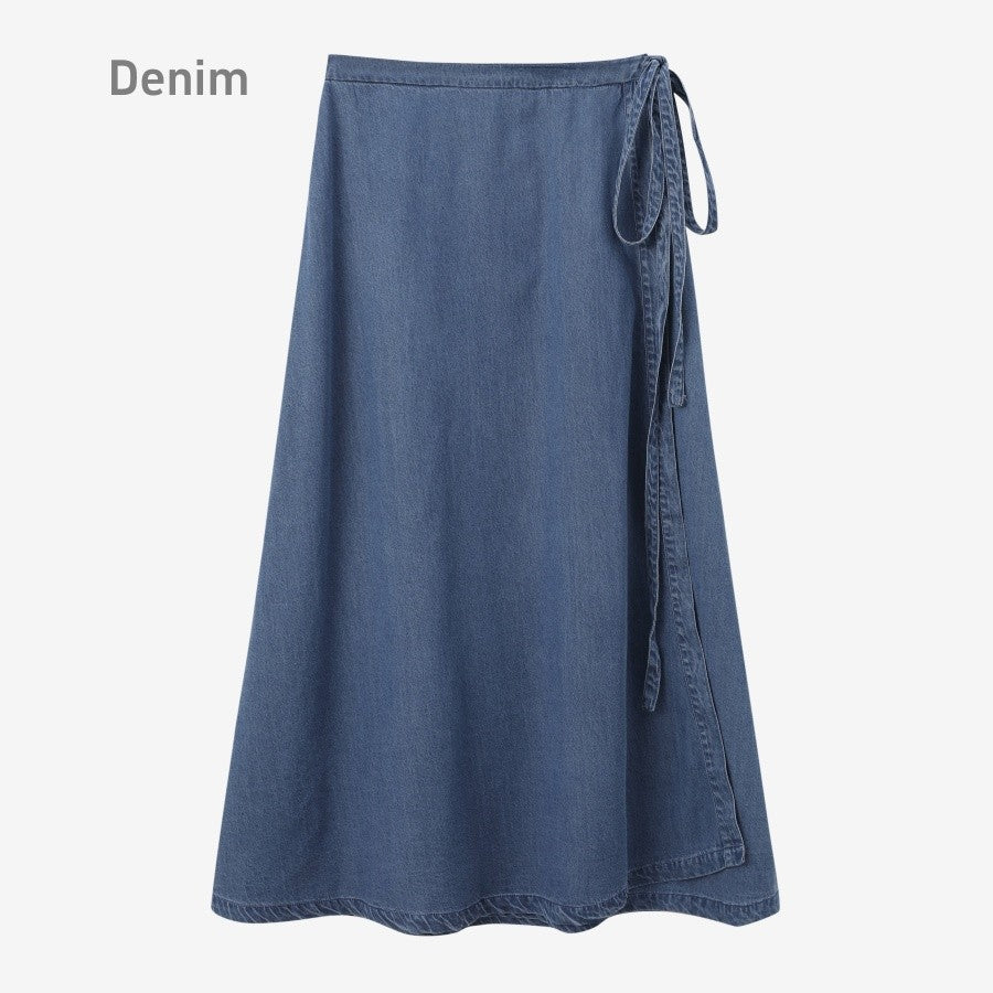 AS 2025 spring summer woman  linen one pieces  wrap skirts adjustable waist 2cm