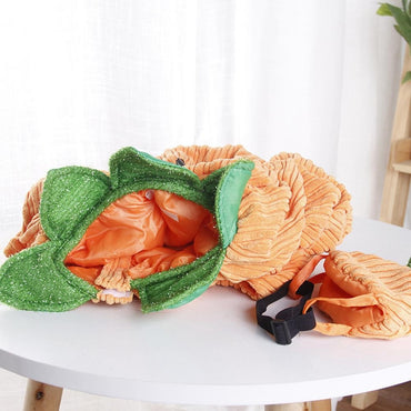 Roupas fofas de Halloween para animais de estimação, modelo de abóbora, traje para animais de estimação em tecido de veludo, vestido engraçado e confortável para cães, gatos e gatinhos de pequeno porte