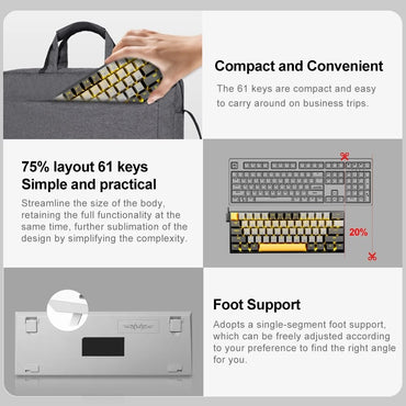 E-YOOSO Z11 Teclado Mecânico para Jogos USB com Fio Red Switch 61 Teclas Gamer Russo Português Brasileiro para Computador PC Laptop
