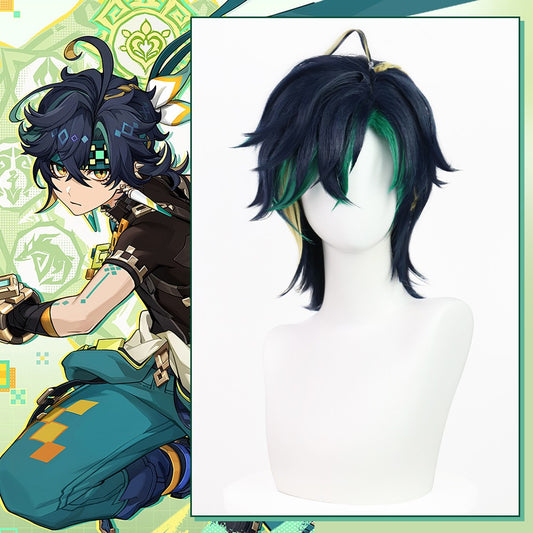 Peruca de cosplay de Kinichi de Genshin Impact para Halloween e Comic Con