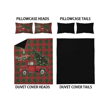 3pcs Checkered Christmas Coreless Duvet Set with Multiple Sizes for Bedrooms Dormitories, Soft and Comfortable, Machine Washable