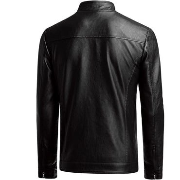 Autumn Winter Men Stand Collar Motorcycle Leather Jacket Coat Brown Black Coffee Multi Color Options Slim Fit Trendy Outerwear