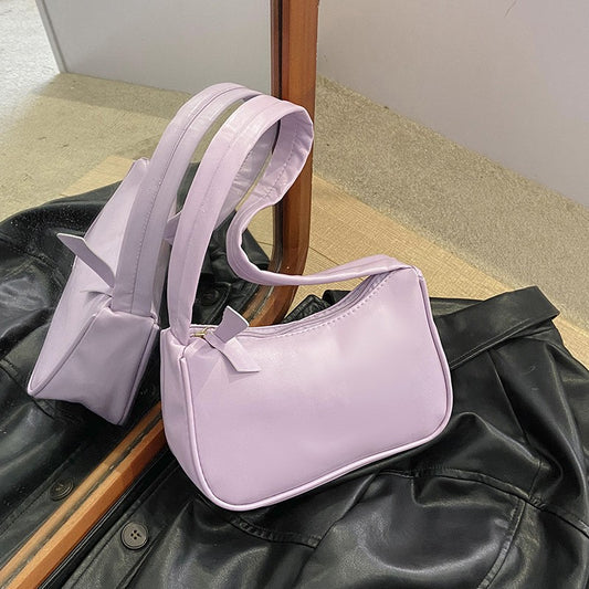 New Retro Soft PU Leather Women Shoulder Underarm Bags Casual Solid Color Small Top-Handle Handbags Ladies Fashion Shoulder Bags