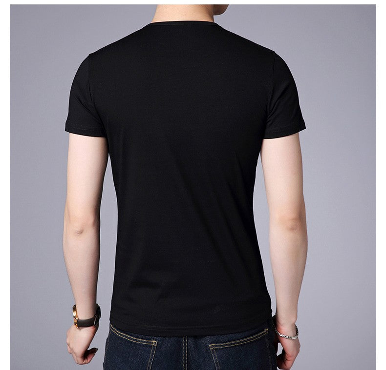 2025 New Summer Brand Tops Round Neck t Shirt For Men 95% Cotton 5% Spandex Plain Bulk Short Sleeve Casual Fashion Mens Clothes