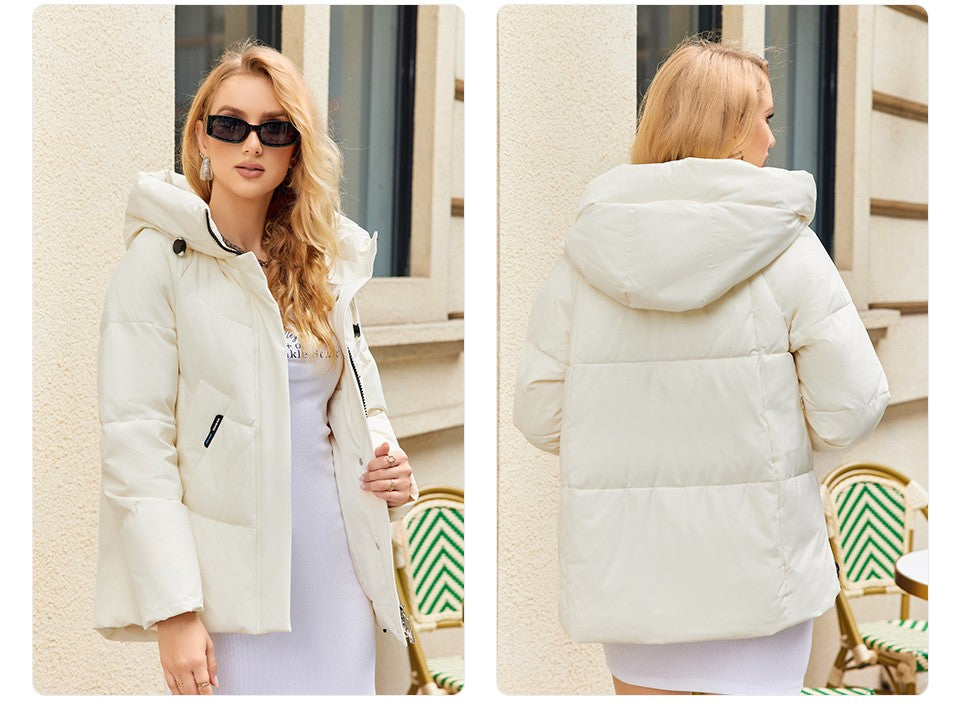 GASMAN 2023 Winter Down Jacket Women Short Classic zipper Design Pocket Stand Collar Hooded Slim Coat Women Parkas  83319