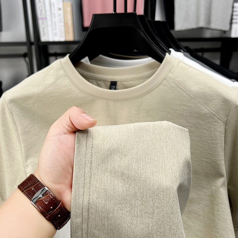 2025 New Men's Korean Style Fashion Badge Short Sleeved Sleeve Round Neck T-shirt Casual and Comfortable Summer Versatile Top