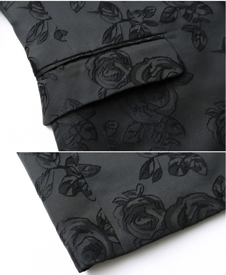 Summer and Autumn New Men Rose Suit Jacket Black White Fashion Male Business Wedding Party Dress Blazer Coat Large Size 6XL