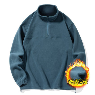 2025 New Style Stand Collar Sweater Half Zipper Pullover Long Sleeve Polar Fleece Men's Autumn And Winter Thick Base Warm