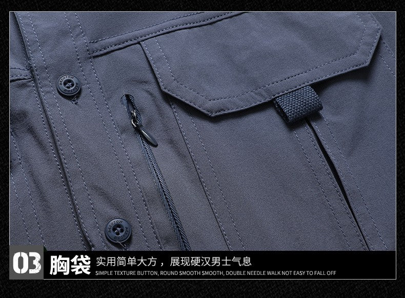 Summer Men Short Sleeve Shirt Men Breathable Tactical Work Shirt Tops Outdoor Casual Quick Dry Multi-pocket Camping Cargo Shirts