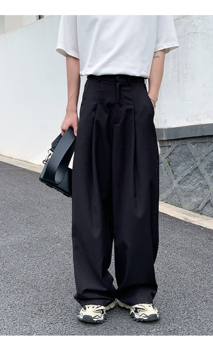 Oversized Black Suit Pants Men Fashion Social Mens Dress Pants Korean Loose Wide Leg Pants Mens Office Formal Trousers M-3XL