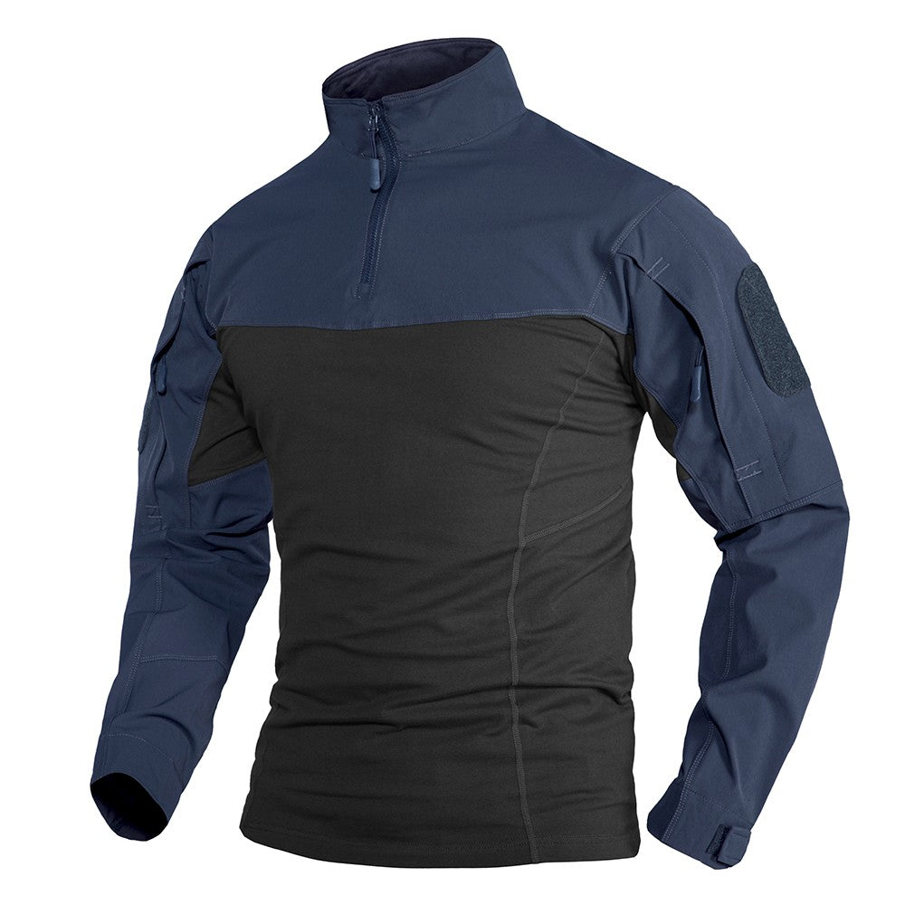 TACVASEN 1/4 Zipper Ripstops T-shirts With Zipper Pockets Mens Long Sleeve T-shirts Outdoor Hiking Tees Tops Pullover Workout