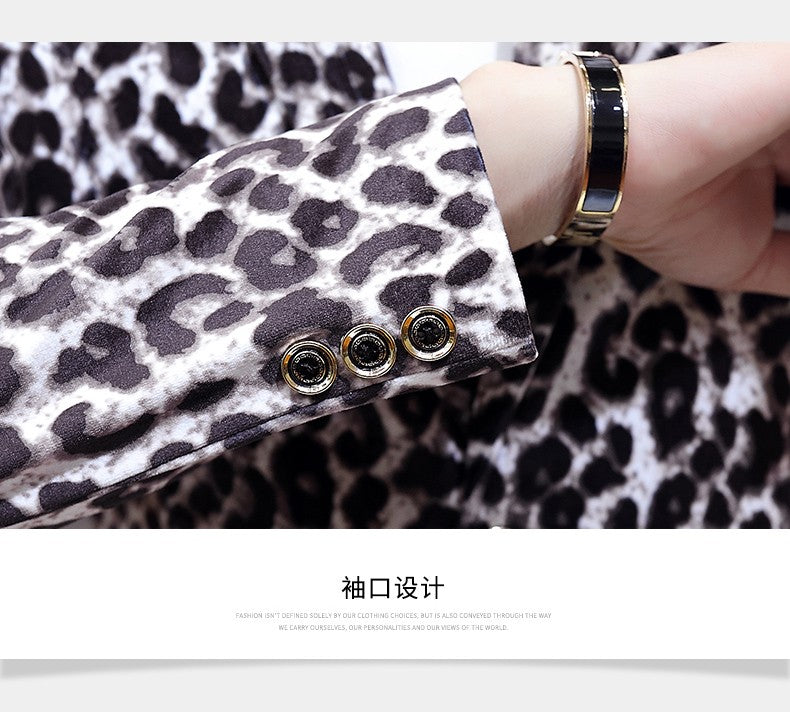 Blazer New Men's Fashion Business Gentleman Wedding British Style Banquet Leopard Print Luxe Handsome Outdoor Casual Blazer