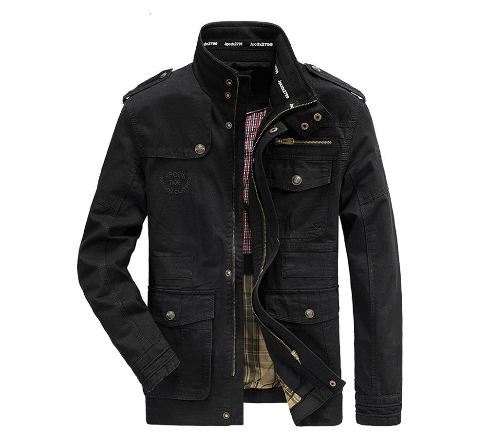 Autumn Men's Military Jacket Casual Man Stand Collar Cotton Business Coats Men Multi-pocket Windbreaker Jackets Clothing 7XL