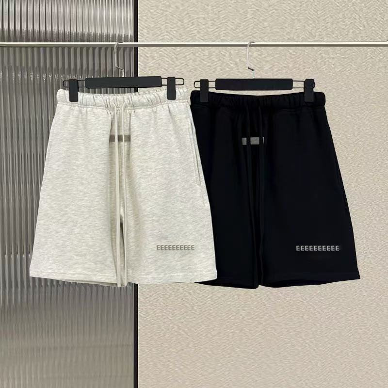 Trendy Brand Men's Cotton Shorts with Luxurious Design Double Row Flocking Letter Logo Shorts Couple's High Street Loose Shorts