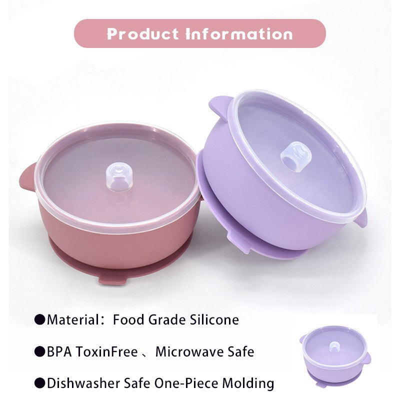 400ML Baby Silicone Bowl With Lid Children's Feeding Tableware Set Kids Waterproof Suction Bowl Dishes Kitchenware Baby Stuff