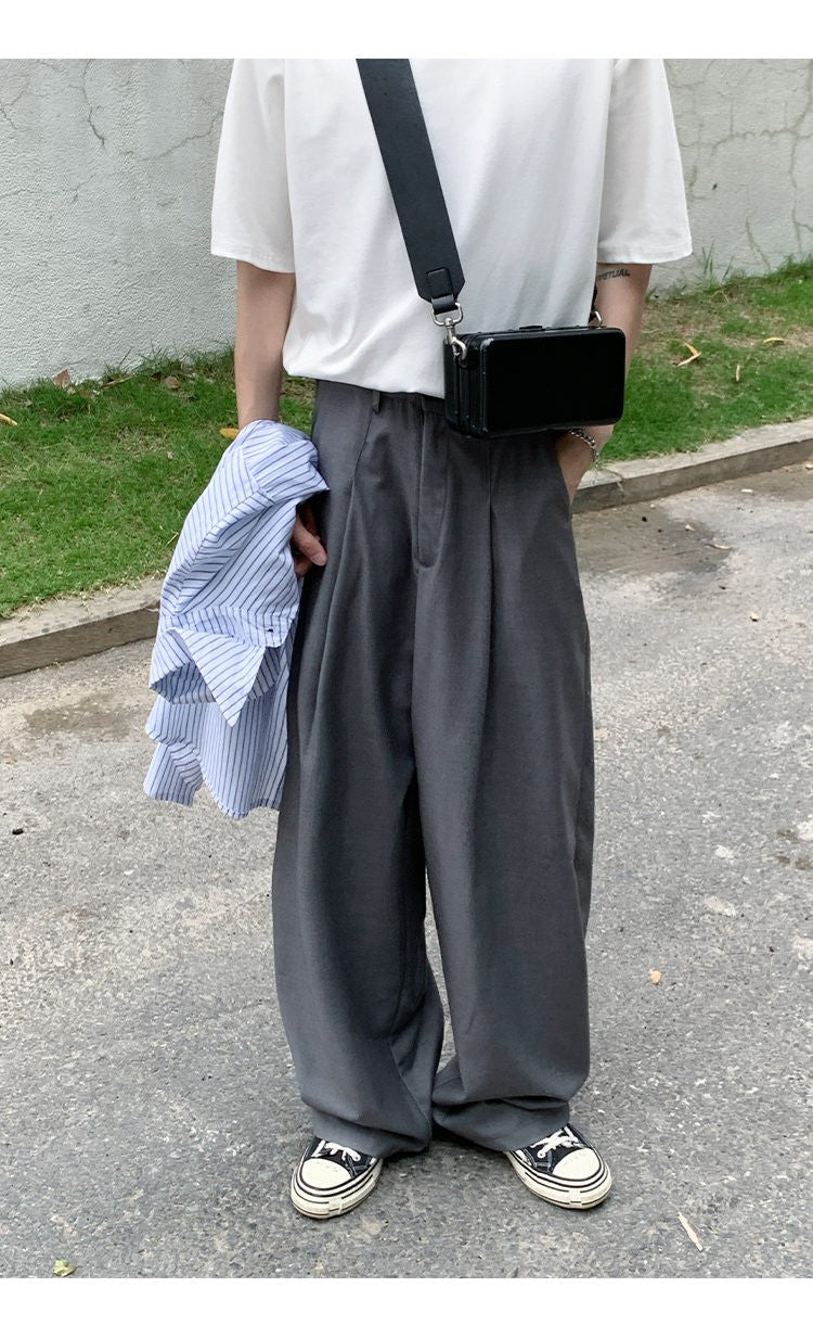 Oversized Black Suit Pants Men Fashion Social Mens Dress Pants Korean Loose Wide Leg Pants Mens Office Formal Trousers M-3XL